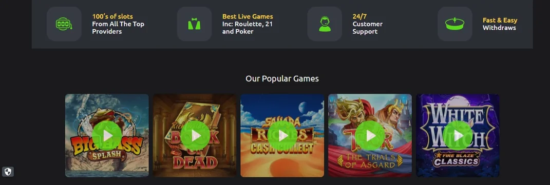 Browse popular casino games.